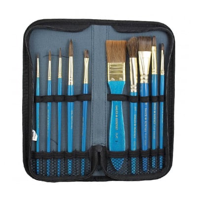 CRELANDO Set of 10 Paint Brushes with Storage Case