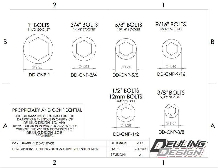Deuling Design Captured Nut Plates - 8 PACK