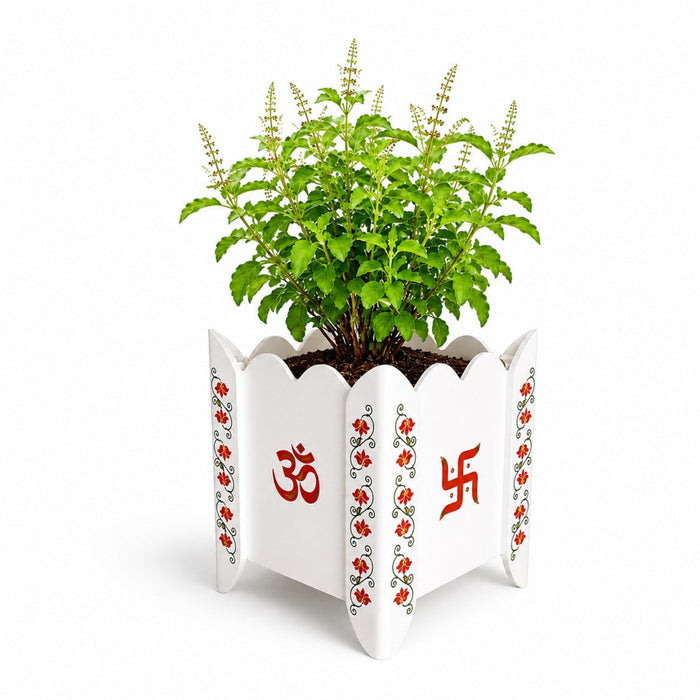 Divyam Tulsi Planter Pot / Stand with Lotus Motif