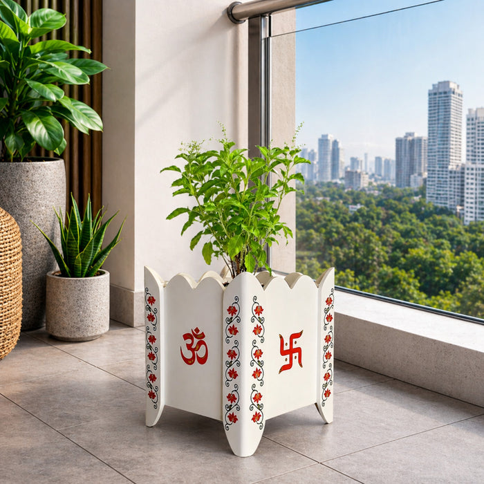 Divyam Tulsi Planter Pot / Stand with Lotus Motif
