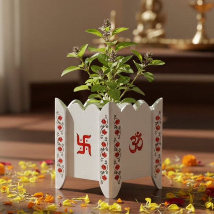 Divyam Tulsi Planter Pot / Stand with Lotus Motif