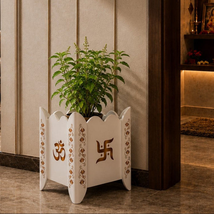 Divyam Tulsi Planter Pot / Stand with Lotus Motif