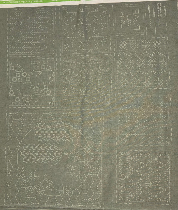 DV4073 Sashiko Botanical Panel in Kentucky Green