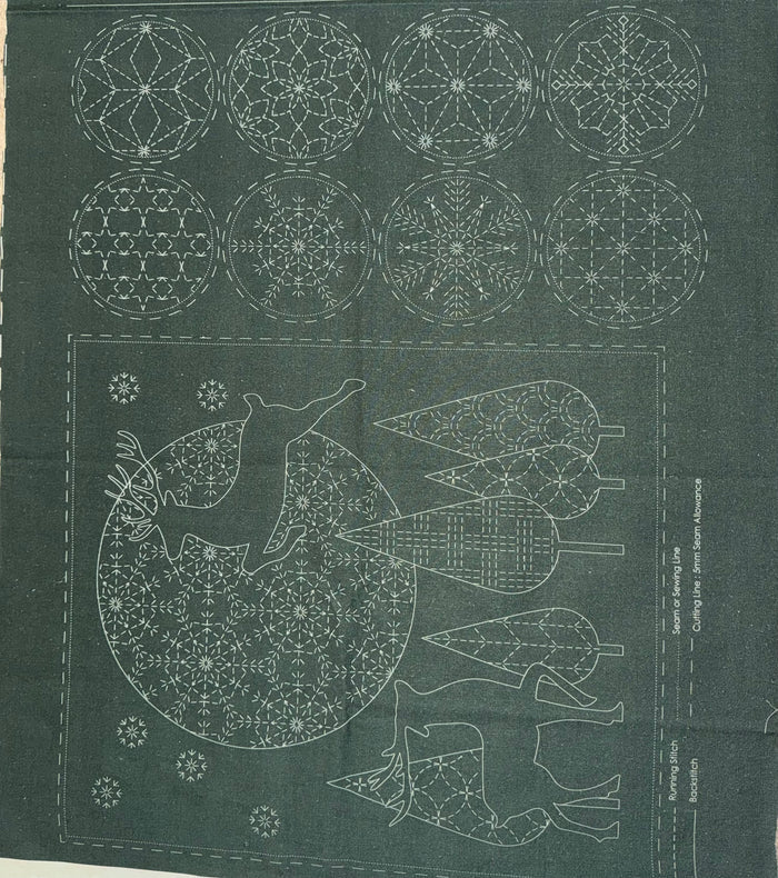 DV4083 Sashiko Christmas Panel in Green