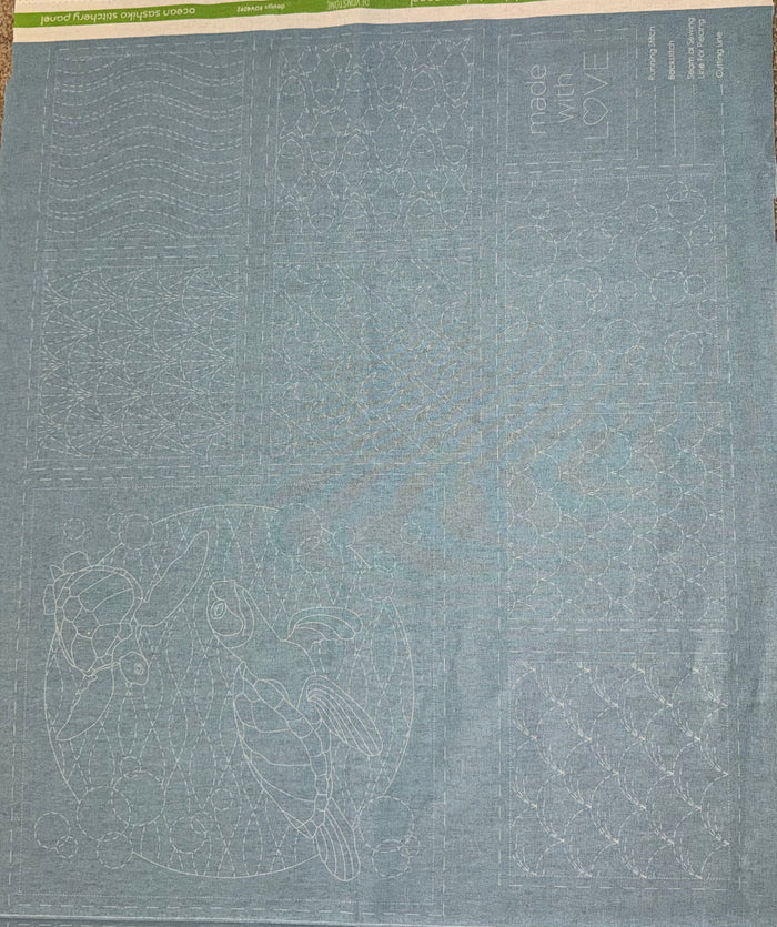 DV4092 Sashiko Ocean Panel In Blue Lagoon
