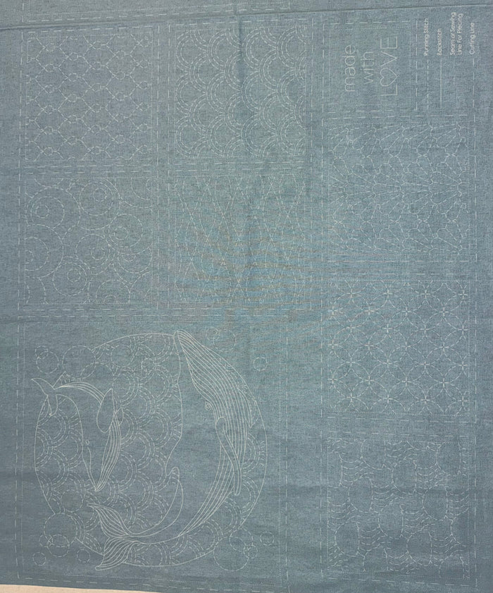 DV4092 Sashiko Ocean Panel In Blue Lagoon
