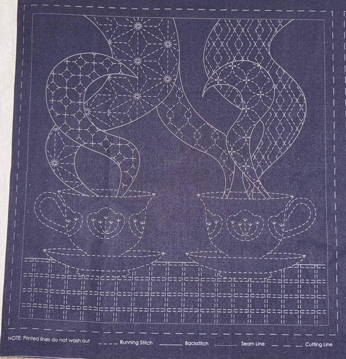 DV4266 Sashiko Teatime Panel in Navy