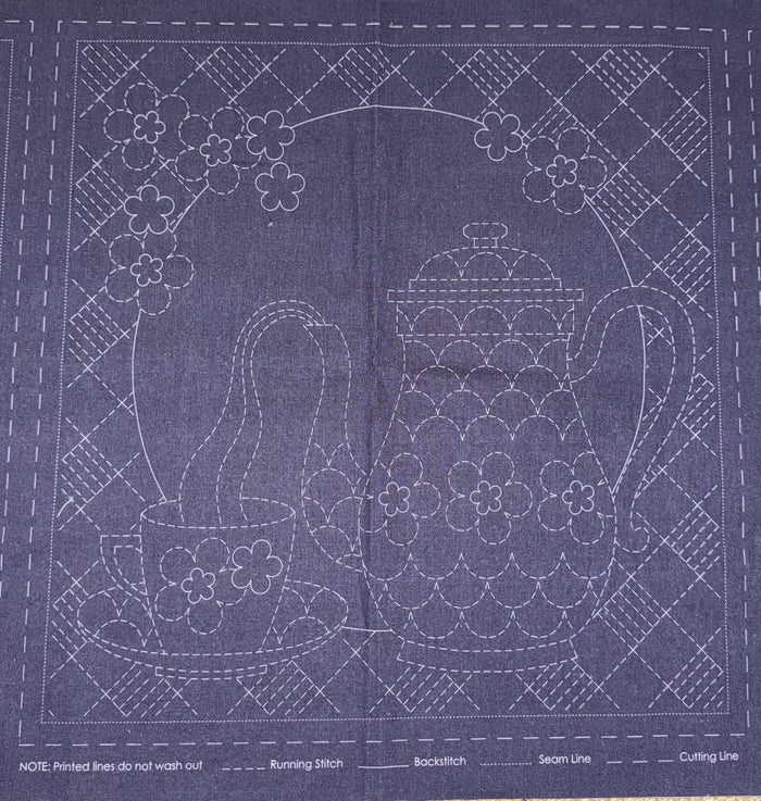 DV4266 Sashiko Teatime Panel in Navy