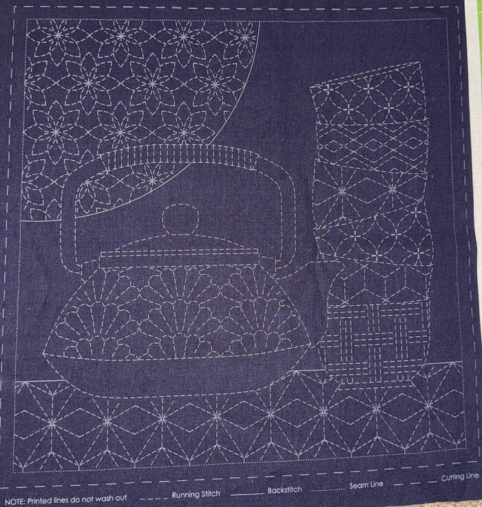 DV4266 Sashiko Teatime Panel in Navy
