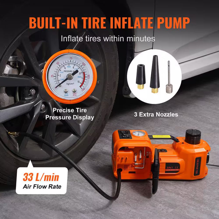 Easy Electric Car Jack Kit | 5-Ton Lift with Inflator Pump & Wrench – One-Button Tire Change by SKYSHALO
