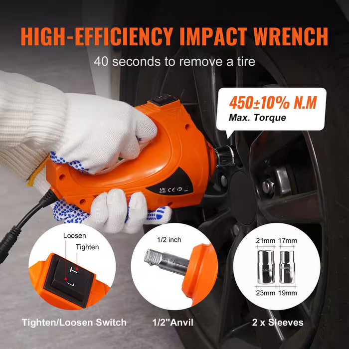 Easy Electric Car Jack Kit | 5-Ton Lift with Inflator Pump & Wrench – One-Button Tire Change by SKYSHALO