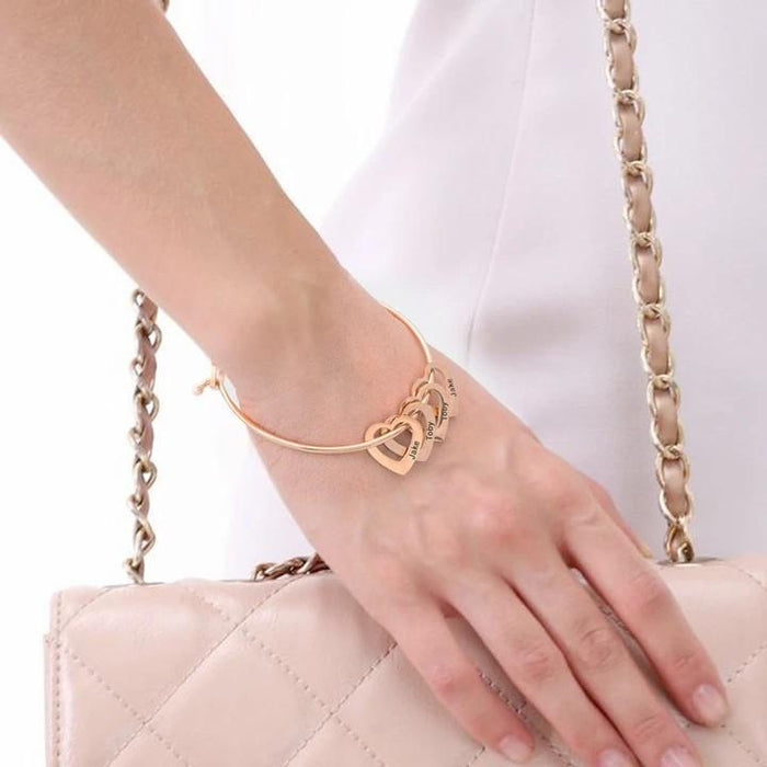 Christmas Gift Family Bangle Bracelet with Heart Shape Hook Charm Bracelet For Woman GG