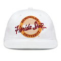 Florida State Retro Circle snapback hat in white, front view