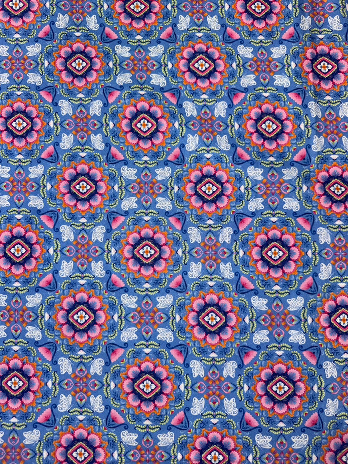 Flutter -Stylised Butterfly Medallions in blues and pinks
