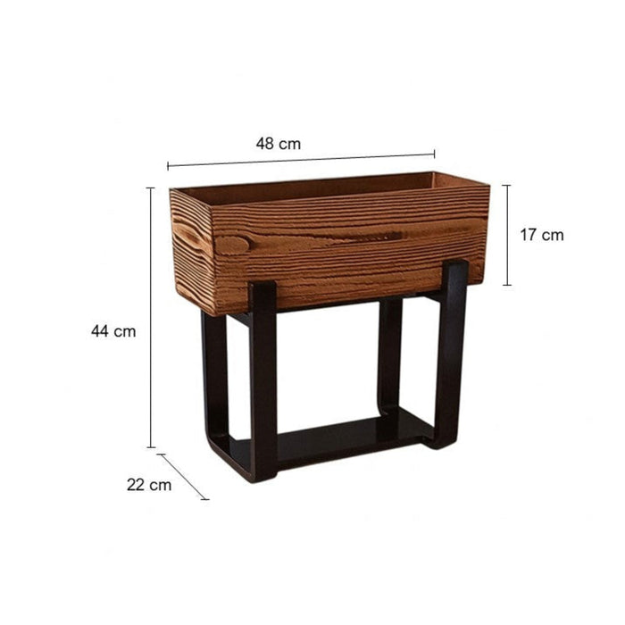 Forest Bark Rectangular Floor Planter Box With  Curved Stand