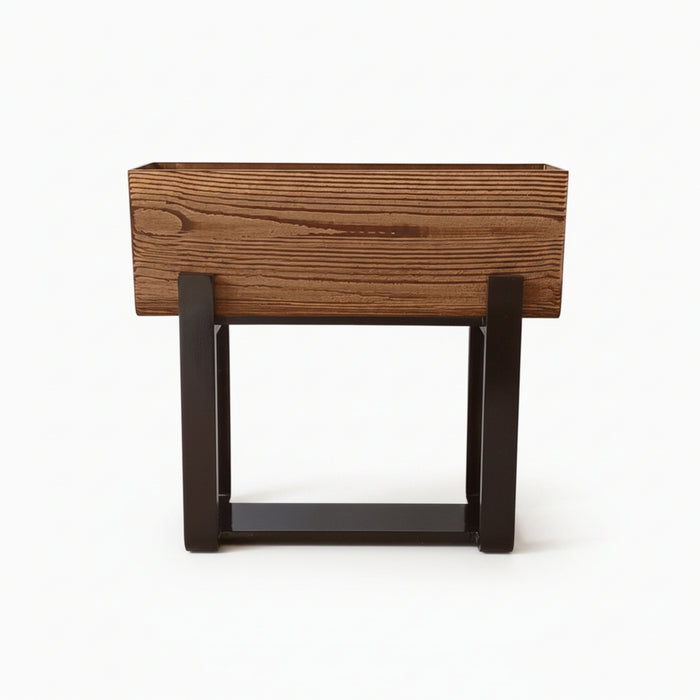 Forest Bark Rectangular Floor Planter Box With  Curved Stand