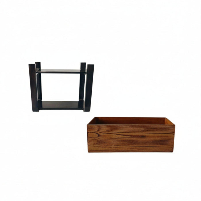 Forest Bark Rectangular Floor Planter Box With  Curved Stand