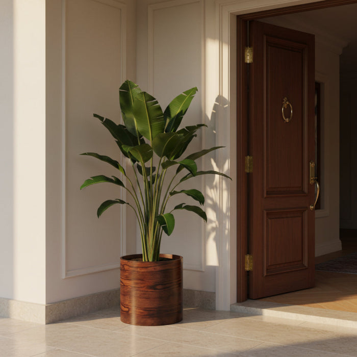 Forest Bark Round Cylindrical Planter Pot (Large Size)