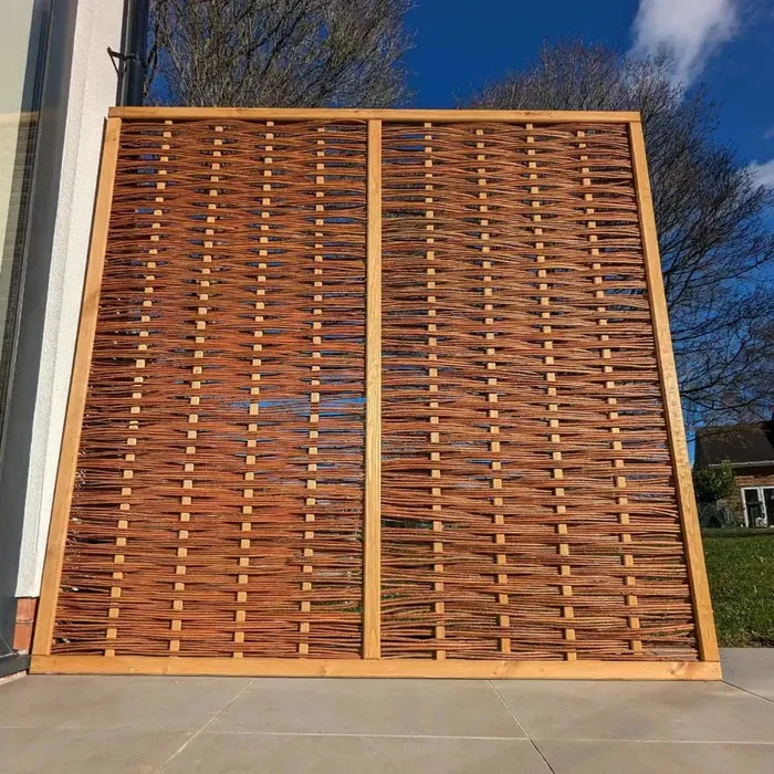 Create a whimsical outdoor space with hand-woven Willow Hurdle Fencing, blending seamlessly with nature.