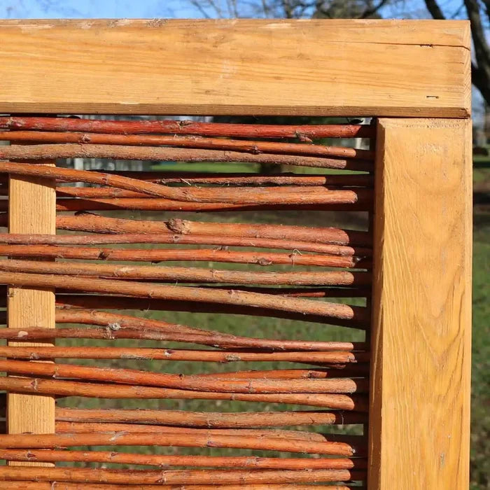 Experience the eco-friendly appeal of Willow Hurdle Fencing, crafted from renewable materials.