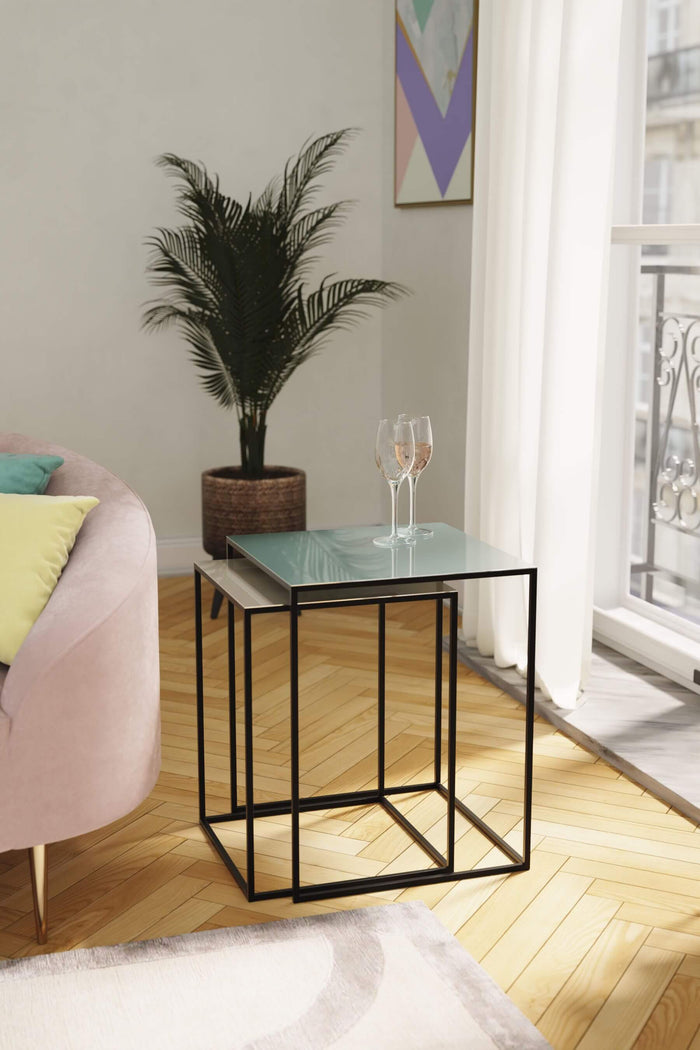 Fulham Nest Of Square Tables (Blue & Grey)