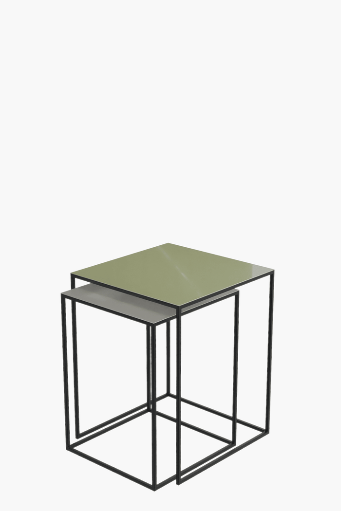Fulham Nest Of Square Tables (Green & Grey)