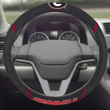Georgia Bulldogs Steering Wheel Cover Mesh/Stitched