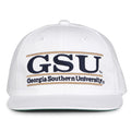Georgia Southern Retro Bar snapback hat in white, front view