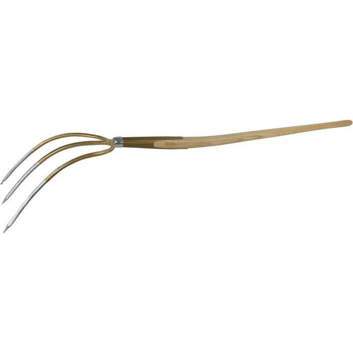 German 3-Tine Hay & Straw Fork with Curved Ash Handle