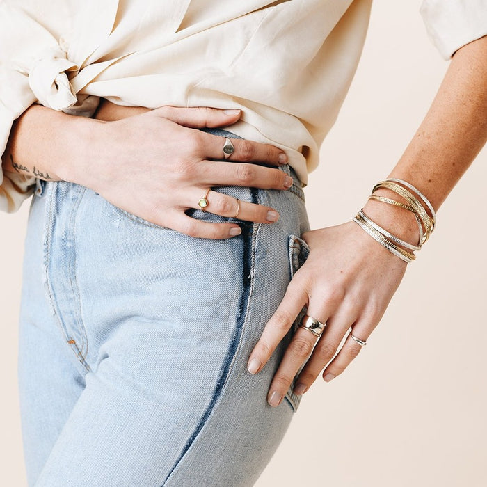 Pinky Promise Gold Ring Styled on Model