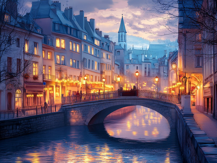 Golden Lanterns Over Old Town Bridge