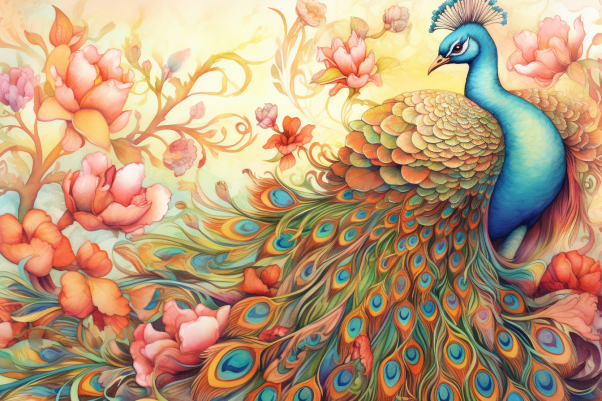 Graceful Golden Afternoon Peacock