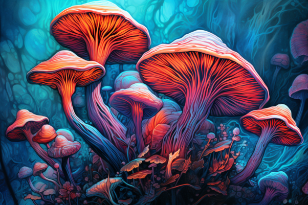 Graceful Mushrooms In Moonlight
