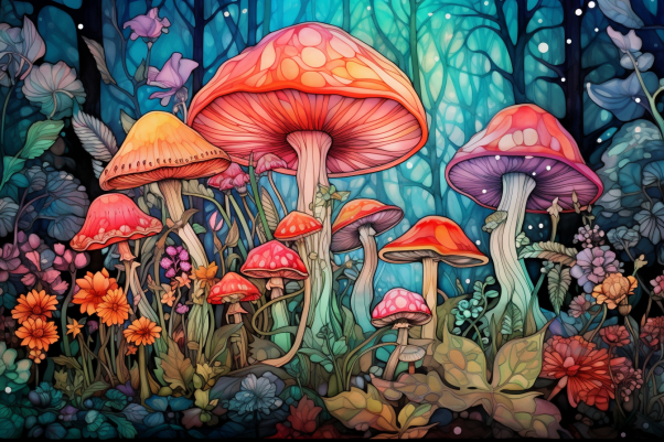 Graceful Mushrooms Majestic Night