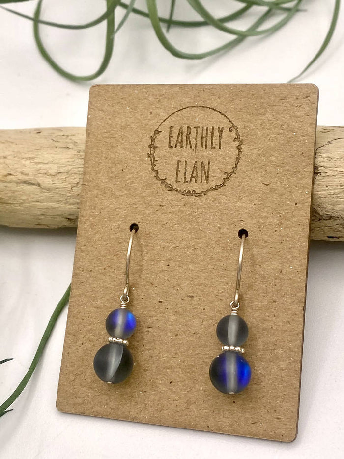 Gray Aura Quartz Earrings
