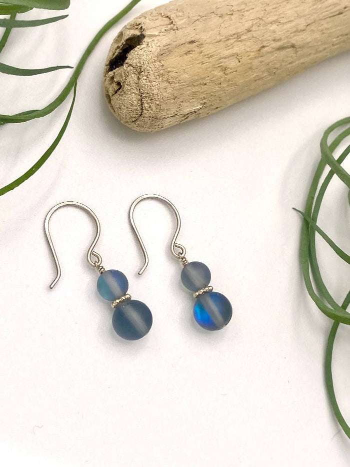 Gray Aura Quartz Earrings