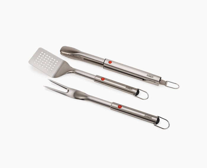[hidden] GrillOut 3-Piece Stainless-Steel BBQ Turner, Tongs & Fork Set