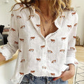 Guernsey cattle icon pattern Women's Mock Linen Shirts for farmers - myfunfarm