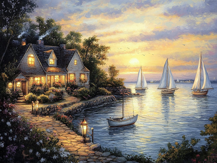 Harbor Lights at Dusk
