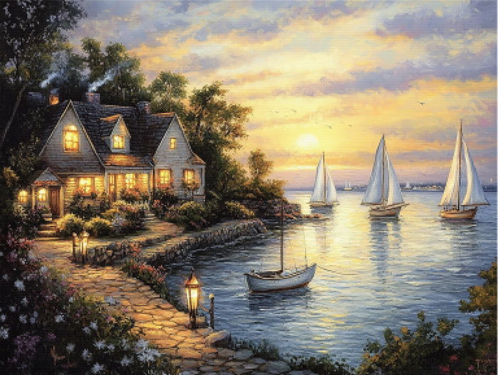 Harbor Lights at Dusk