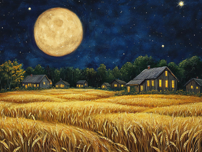 Harvest Moon Over Golden Fields