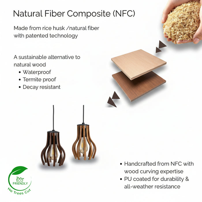 Helix Duo Hanging Wooden Pendant Lamps | Light Shades (Set of 2 )