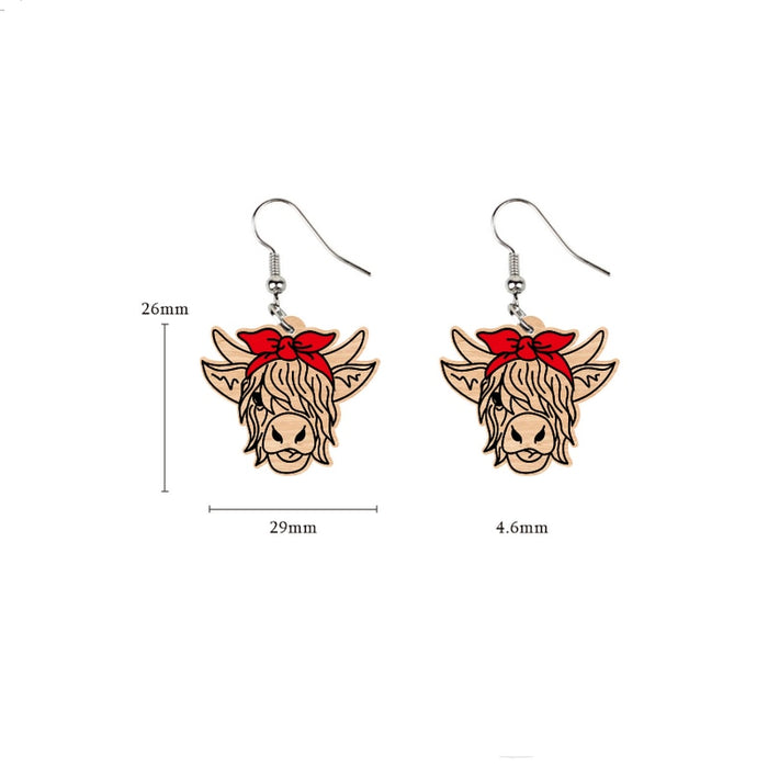 Highland cattle Fluffy Face Wood Laser Cut Earring Charm