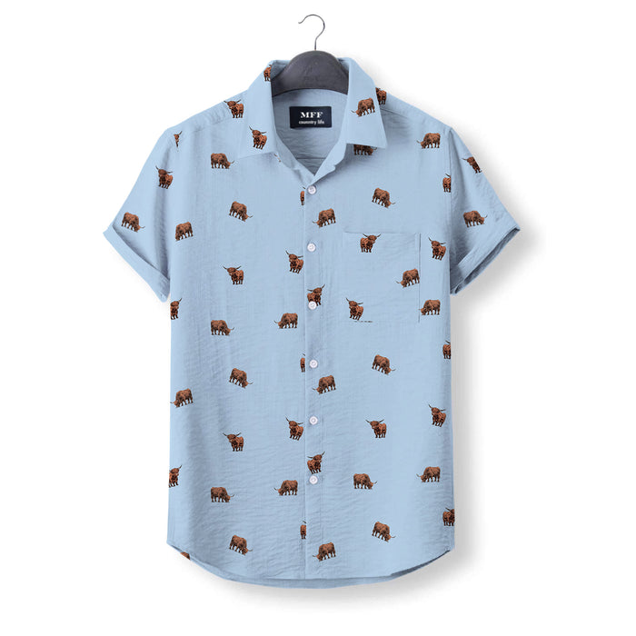 Highland Cattle icon pattern - Button Down Shirts for adult and youth - myfunfarm