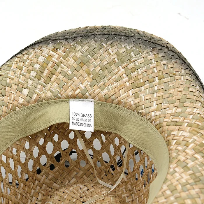 Hollow straw Cowboy Hats Western Beach Felt Sunhats - myfunfarm