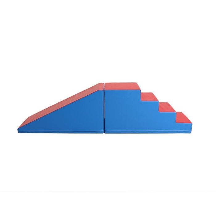 IGLU Soft Play Mega Fun Slider in red and blue colourway, a durable foam climbing set for children and therapy rooms