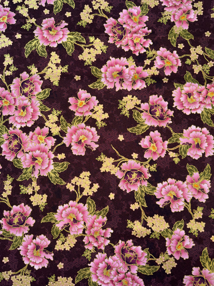 Imperial Collection - Graceful Cranes - Flowers in Plum