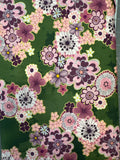 Imperial Collection - Graceful Cranes - Flowers on Green background