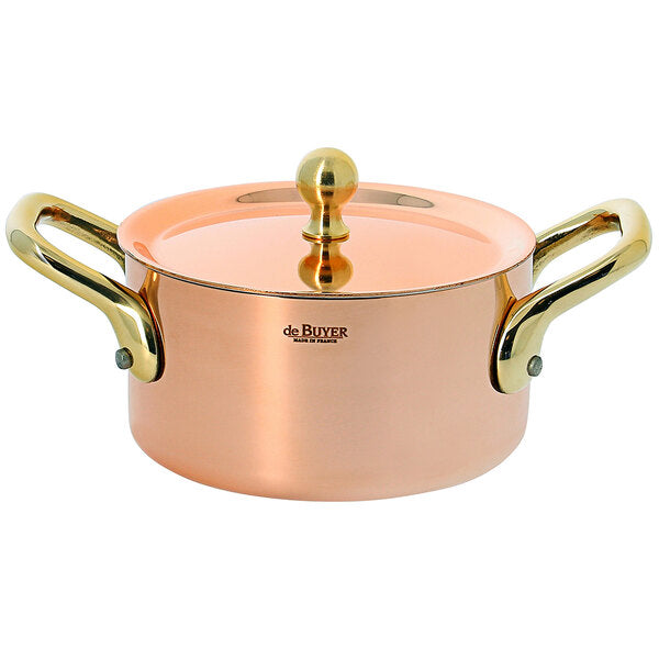Inocuivre Stewpan and Lid with Brass Handle 3.9 inch diameter