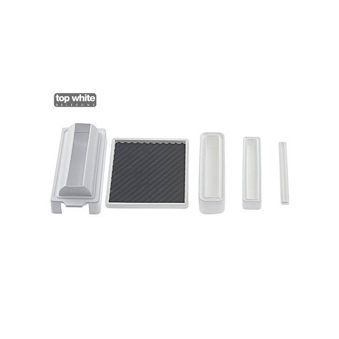 Set of mold pieces on a white background with 'top White' branding.